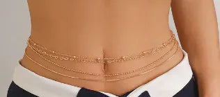 Layered Metal Heart Beading Waist Chain for Women